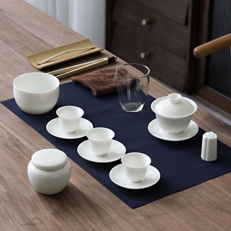 茶艺教学套组茶艺师功夫考试收纳培训茶具德化包组茶器套白瓷红茶