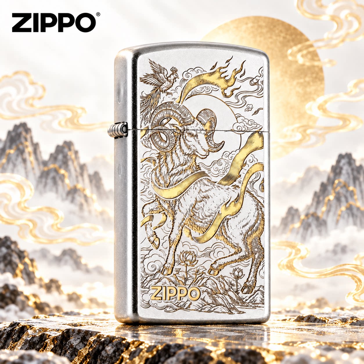 青年款 ZIPPO打火机 瑞焰灵羊 送男朋友礼物防风煤油打火机