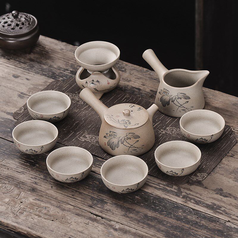 粗陶功夫茶具陶土原矿土茶具盖碗茶壶茶杯撤把壶泡茶器茶陶瓷家用