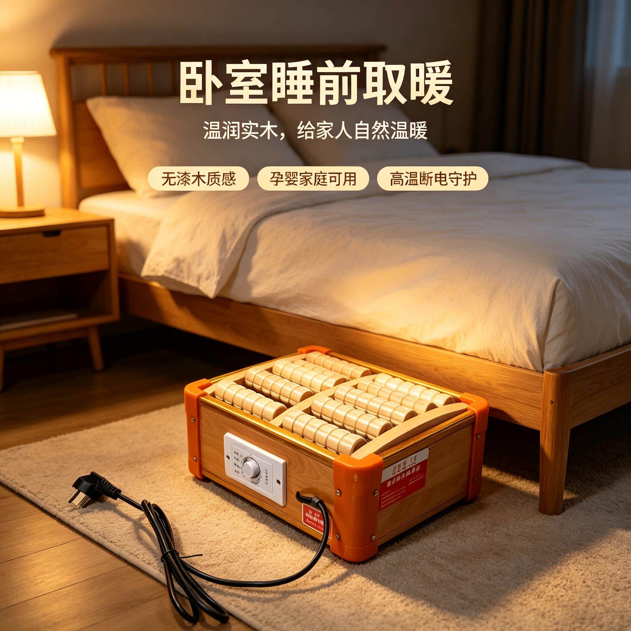 摩按取暖电器暖暖脚器送礼电火箱火按摩桶低功率实木脚边暖边按摩