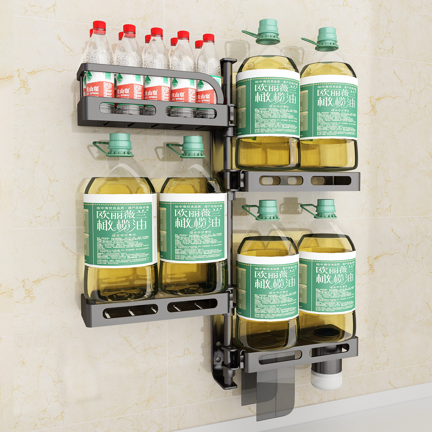 免打孔厨房旋转调料置物架多功能壁挂式转角调味料多层收纳架家用