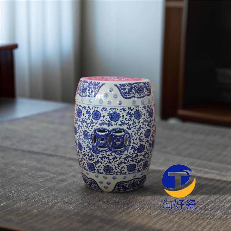 新中式陶瓷凳子景德镇青花瓷器鼓凳家居圆坐凳换鞋凳凉墩浴凳摆件