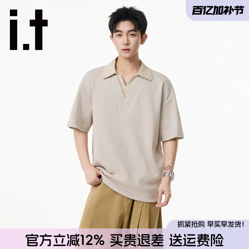 it FIVE CM复古短袖男款polo衫2026夏季新款情侣薄款宽松半袖上衣