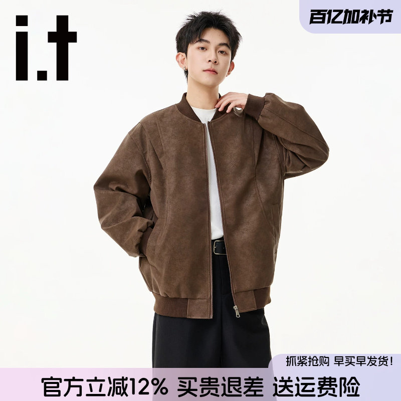 it FIVE CM飞行员风美式夹克男2026春秋新款复古麂皮皮衣棒球外套
