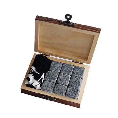 Whisky Stones威士忌冰酒石木盒套装大理石花岗岩冰块石头冰爽石