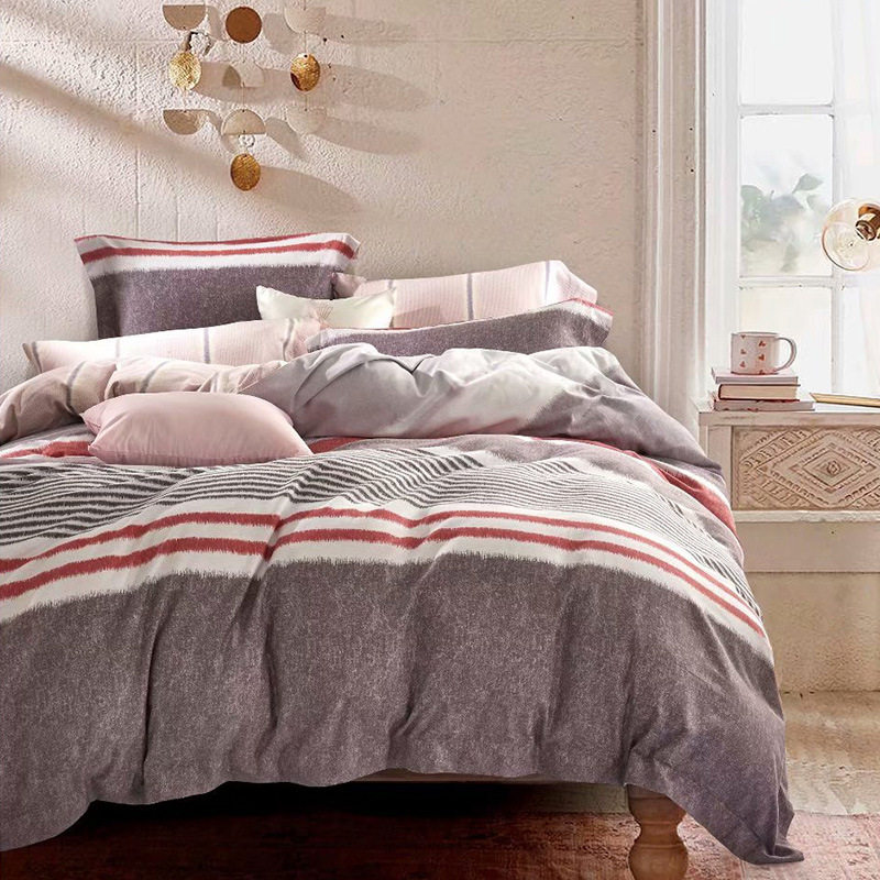 床上用品磨毛四件套格子斜纹全棉简约床笠床裙床单被纯棉被套批发