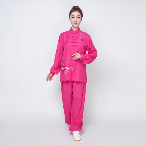 2026新款太极服女夏季亚麻棉麻短袖刺绣太极拳服装武术服练功夫表