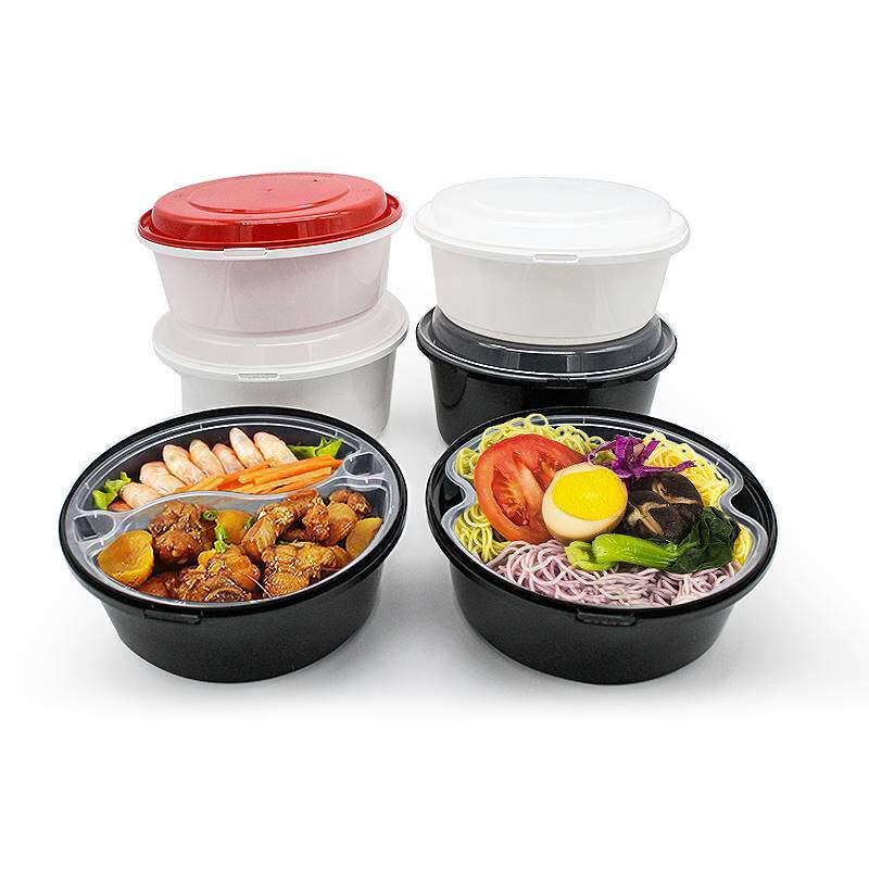 一次性双层汤面分离打包盒米线外卖防盗圆形面碗餐盒馄饨单层粉丝