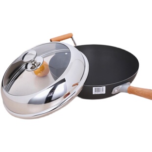 锅盖不锈钢加高加厚32CM34CM36CM38CM炒锅盖钢化玻璃盖子可视通用