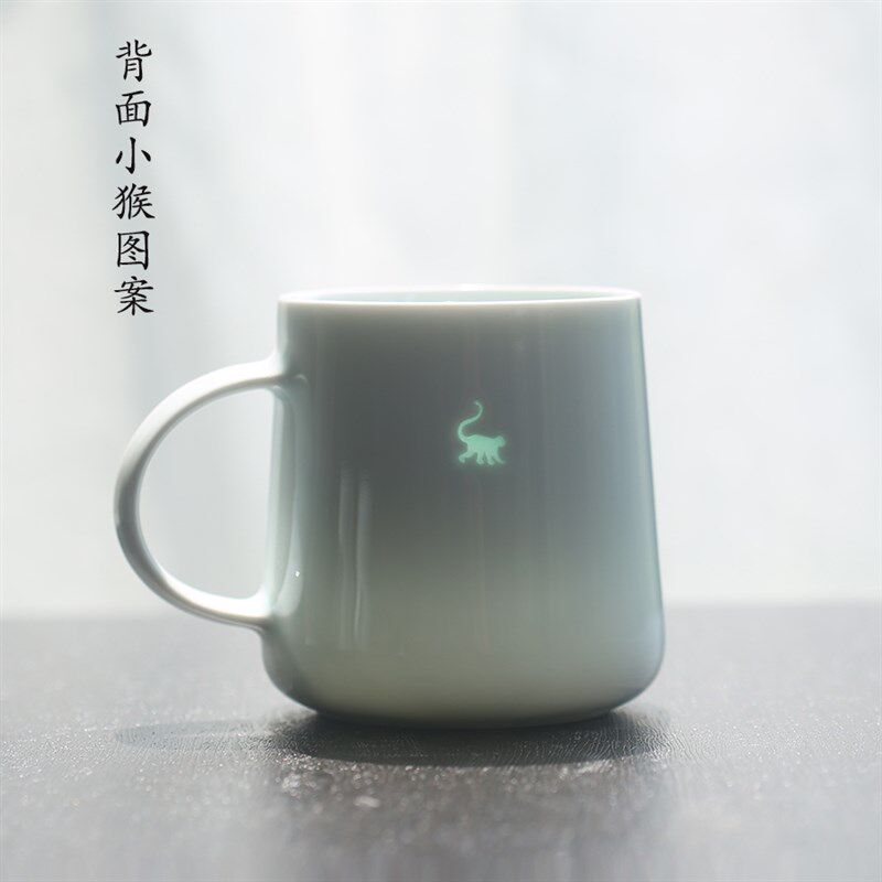 子木十二生肖猴马克杯景德镇玲珑陶瓷水杯动物图案家用女生日礼物