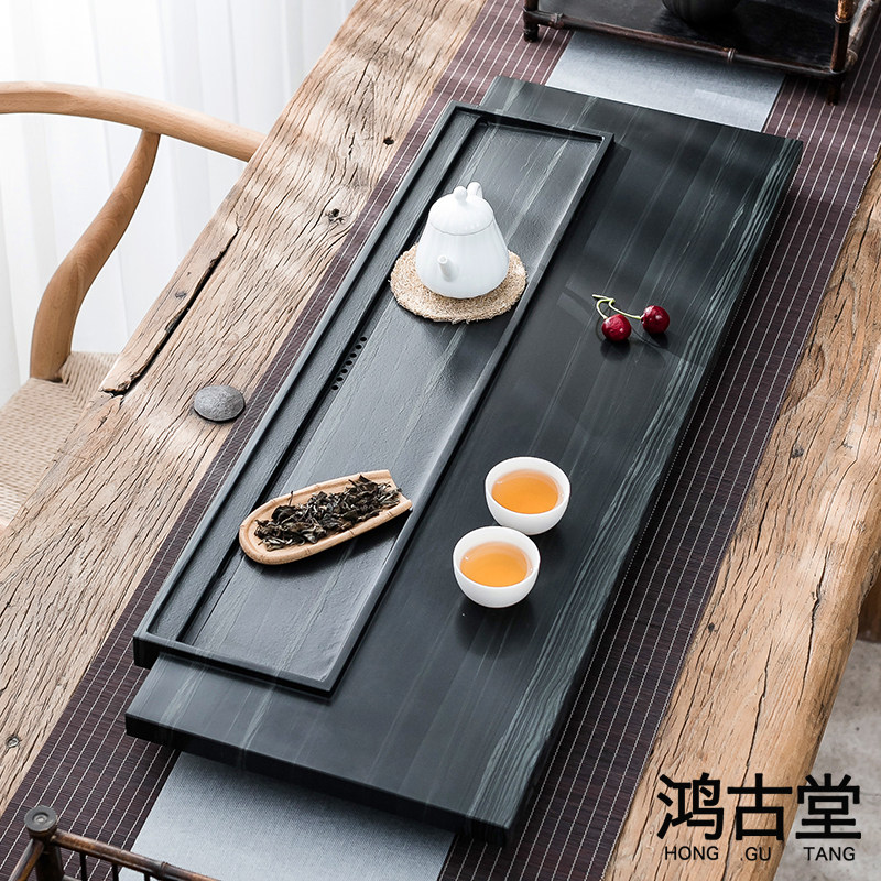 整块皇庭玉石茶盘石头茶盘家用简约茶台日式茶海大号石材茶具托盘