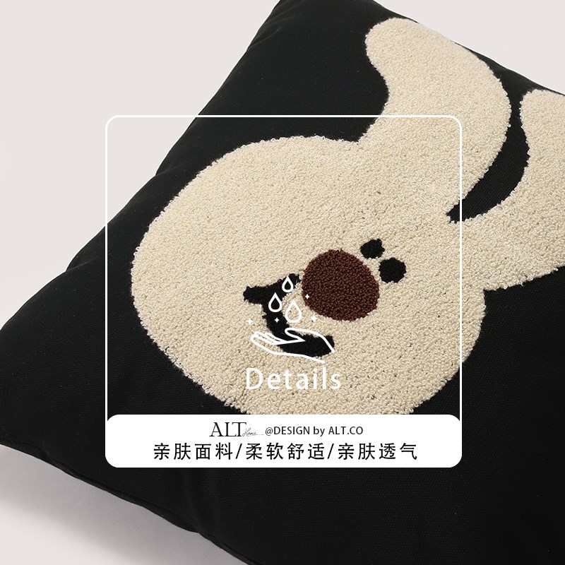 黑色沙发抱枕套不含芯客厅轻奢高级感卡通新款靠背靠垫可爱靠枕头