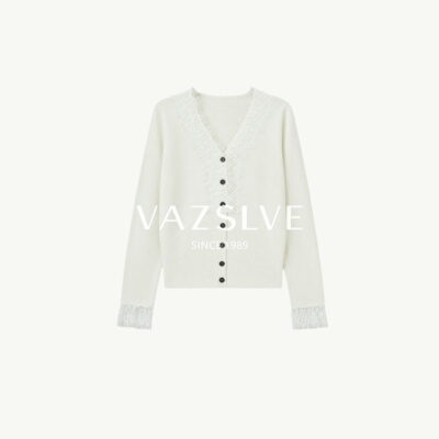 【VAZSLVE/全新奢品】捡漏 氛围感绝美蕾丝领拼接针织衫上衣XZ280