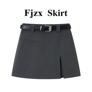 灰色西装半身裙女2026春夏季新款半裙高腰显瘦开叉A字包臀短裙子