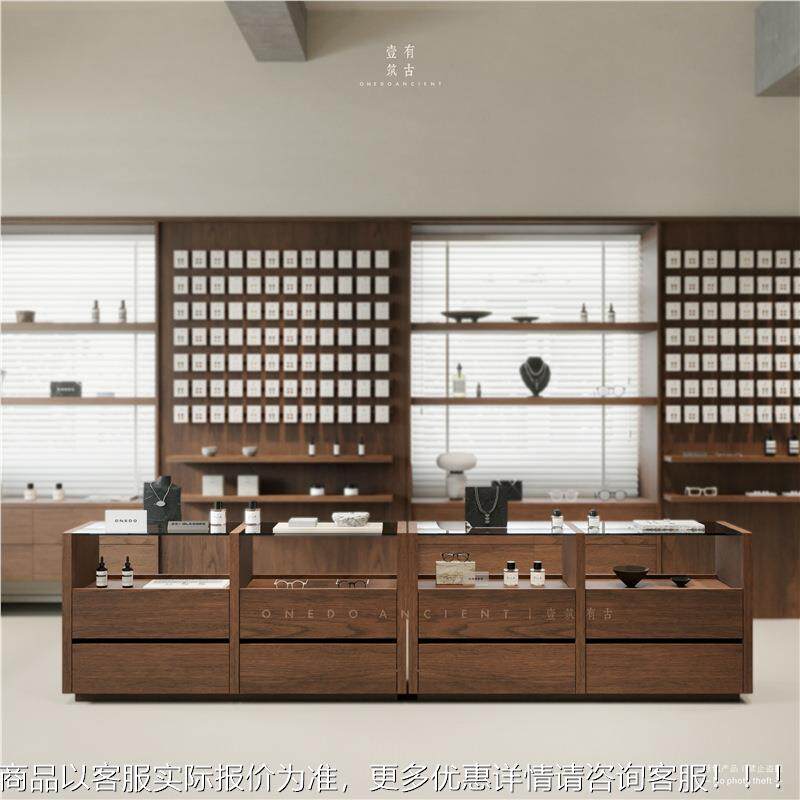 复古中岛玻璃示柜展饰品JP115收纳陈列柜放直播靠墙品摆展柜储样
