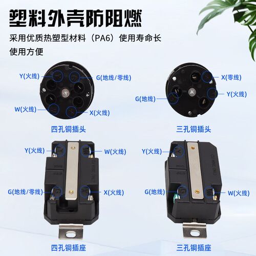 汽油发电机专用插头30A250V380V美式美规3孔4孔三孔四孔插头插座