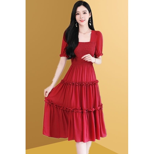 小个子显瘦a字连衣裙女高级感气质修身显瘦蛋糕裙2023年夏装新款