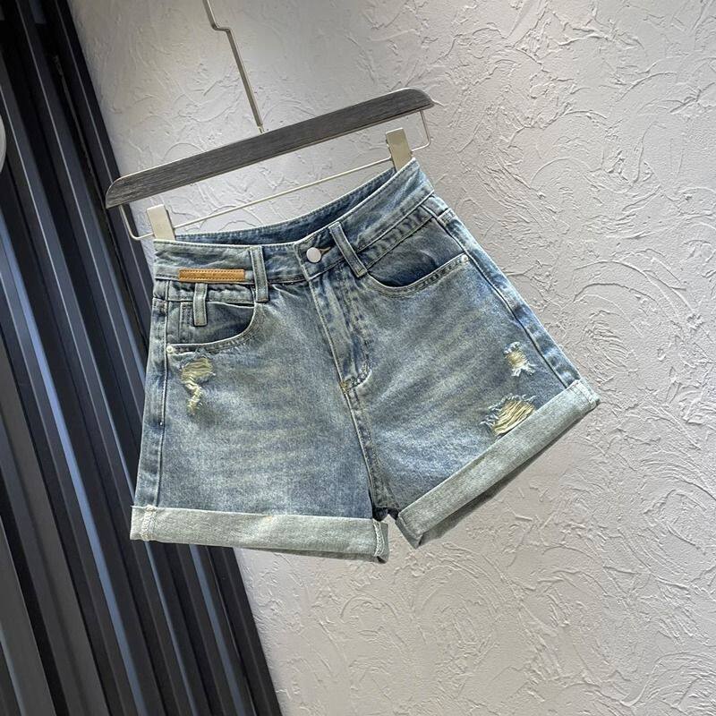 小个子高腰破洞牛仔短裤女夏季2026新款复古外穿休闲显瘦百搭热裤