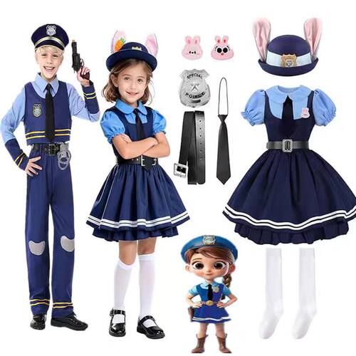 万圣节服装兔子男女童警察朱迪角色扮演疯狂动物城Zootopia 2服装