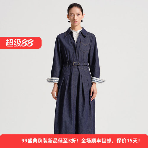 醋纤牛仔修身休闲棉通勤连衣裙