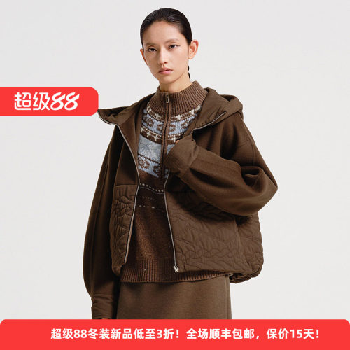 绵羊毛复古文艺连帽棉服休闲外套