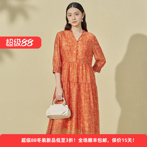 天丝丝滑垂感碎花田园风连衣裙