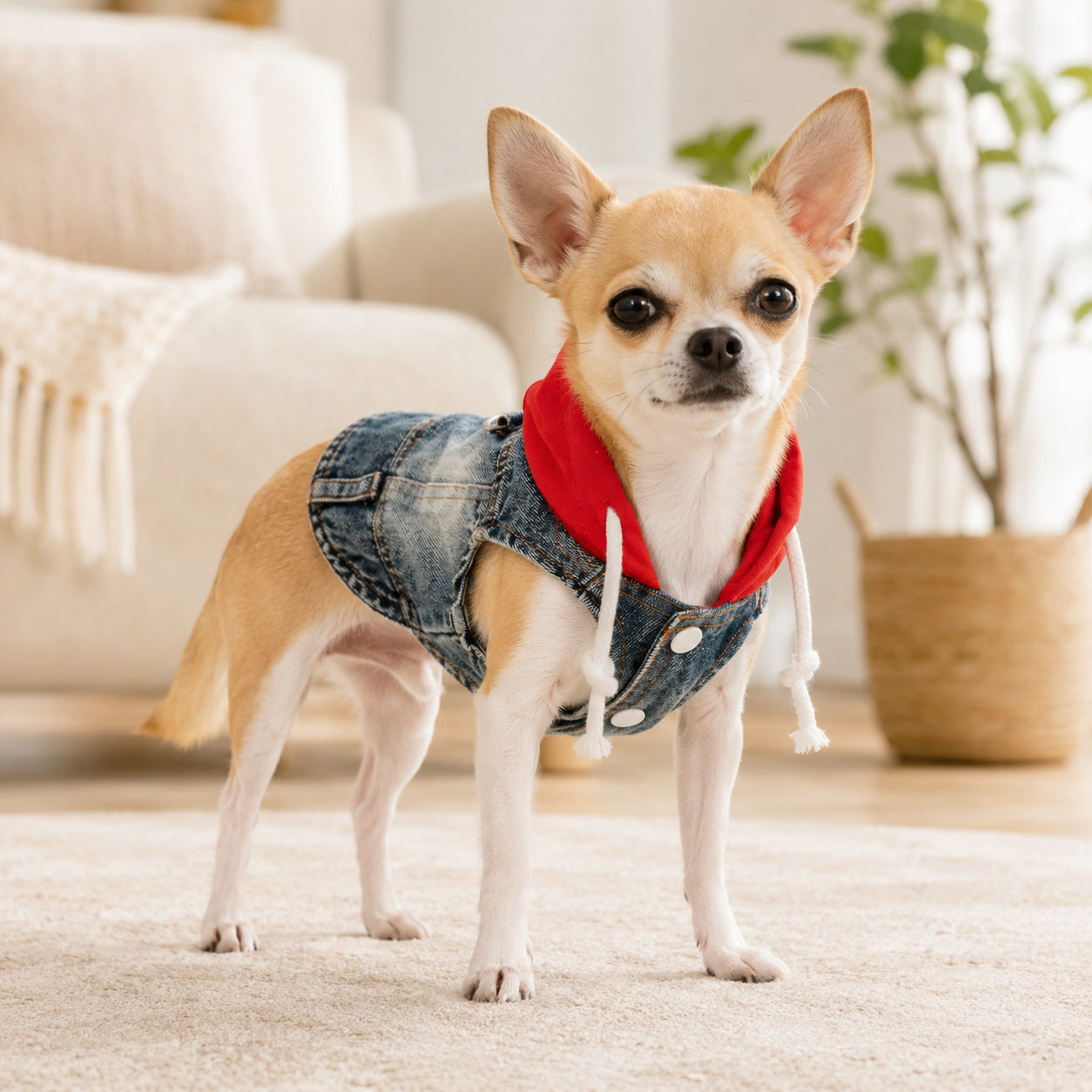 狗狗连帽卫衣宠物用品春夏外出牛仔背心猫咪衣服泰迪比熊正品包邮