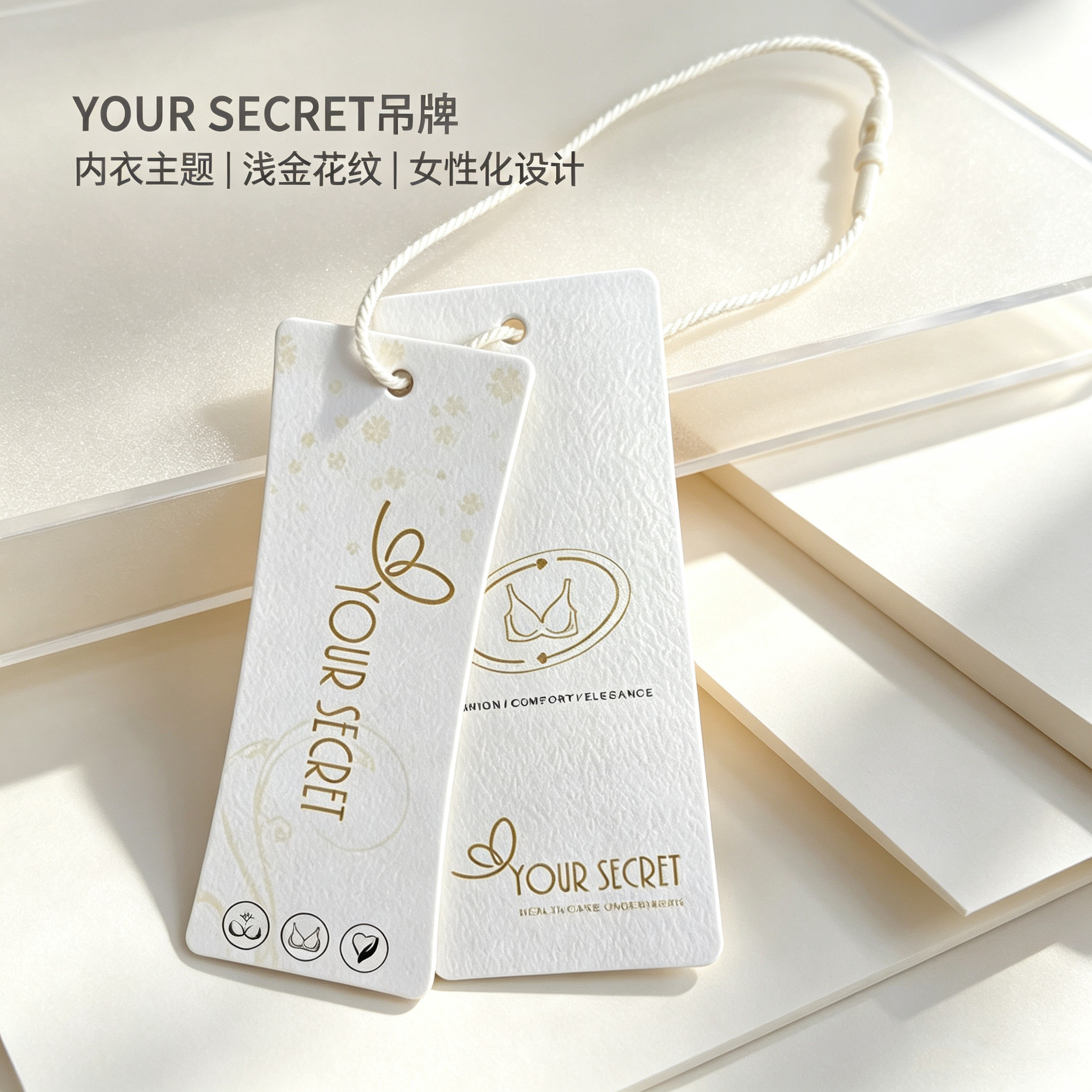 内衣高级吊牌现货服饰女装简约挂牌定制订做通用服装标签吊卡