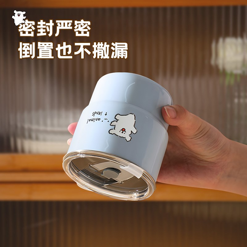 304不锈钢咖啡杯外带杯子可携式高颜值家用吸管杯办公室水杯随行图片