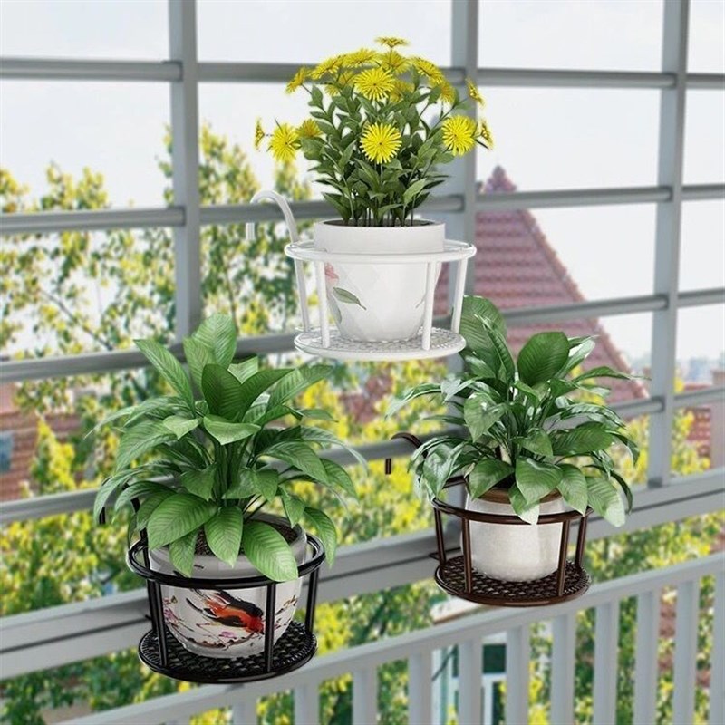花架阳台悬挂式铁艺花篮栏杆护栏窗台绿萝吊兰花盆架挂架置物架子图片