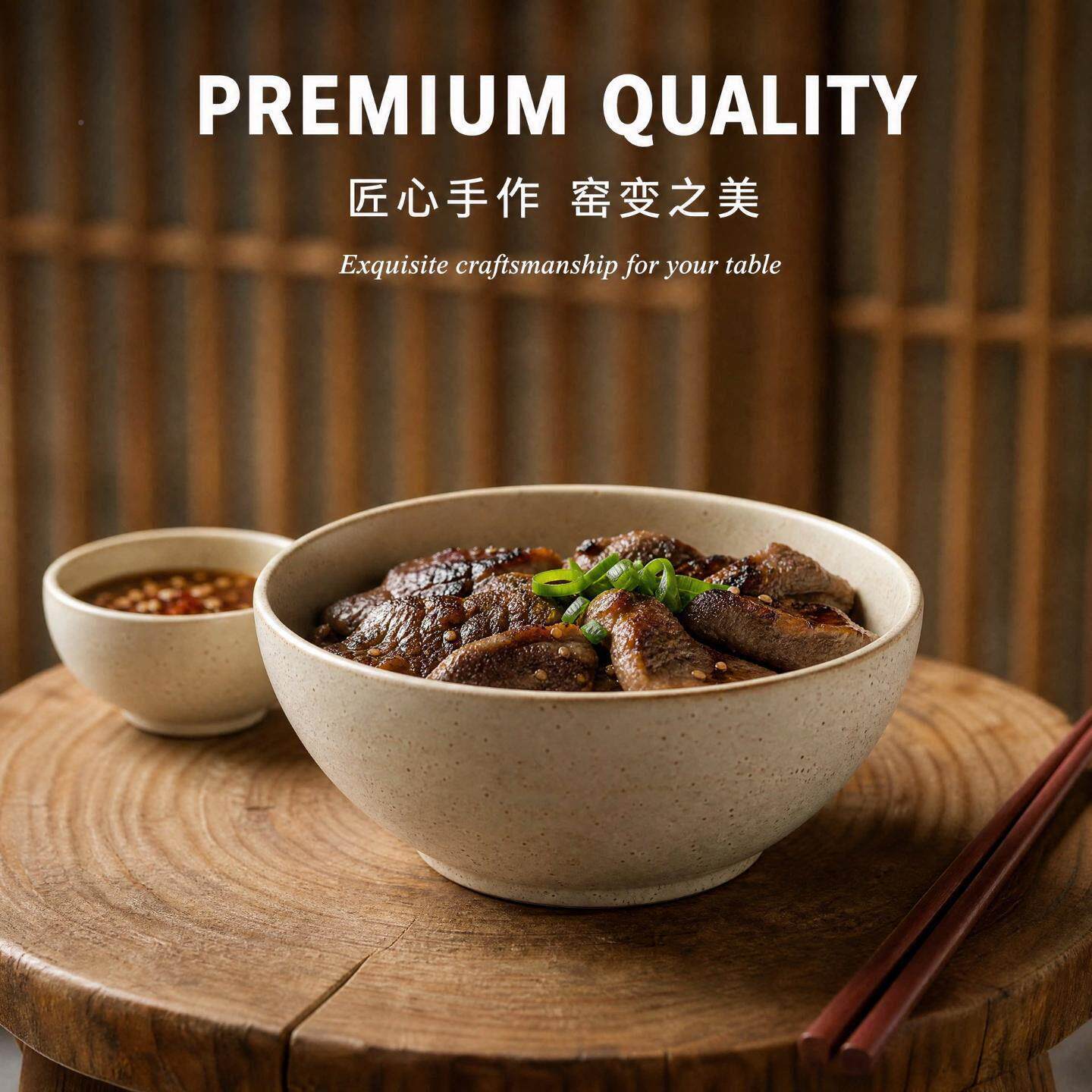 式粗陶斗笠拉面泡面碗瓷吃面陶条碗碗沙日汤碗拉大号家用高级感商