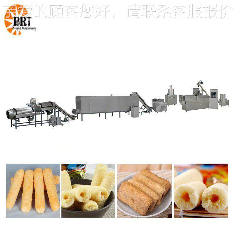 定制粗粮夹米果生产线 台湾脆饼加工设心0111备可可甜心食 品膨米