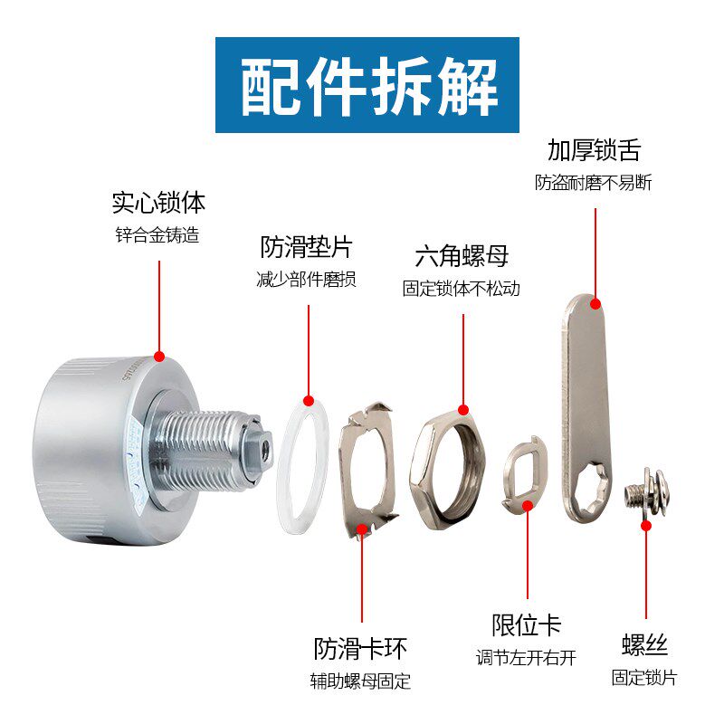 文件柜铁皮柜电子密码锁刷卡锁抽屉木柜门小锁储物柜通用信箱锁芯