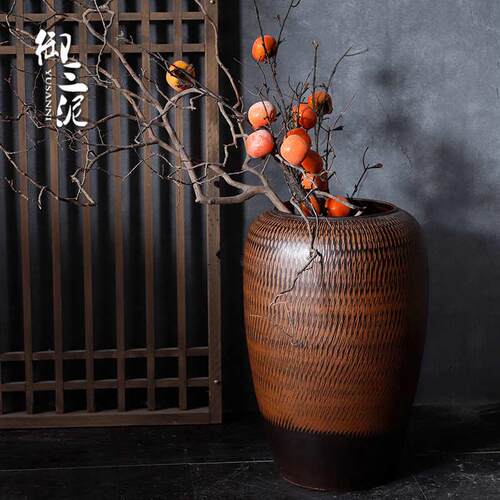 干花装饰摆件复古创意家居号摆件落地款客厅电视柜中式高大插花