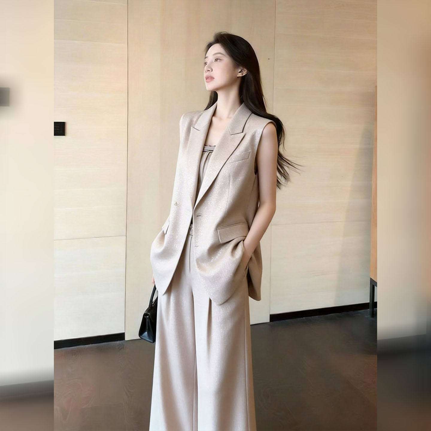 极简轻熟优雅风西装马甲阔腿裤套装女2026年夏季新款高级感两件套