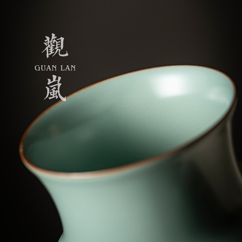 观岚天青汝窑建水茶渣桶茶洗开片可养汝瓷茶洗缸陶瓷功夫茶具配件