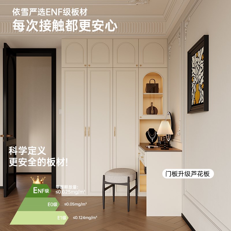 法式复古衣柜书桌一体卧室收纳储物柜小户型床头转角书柜组合定制