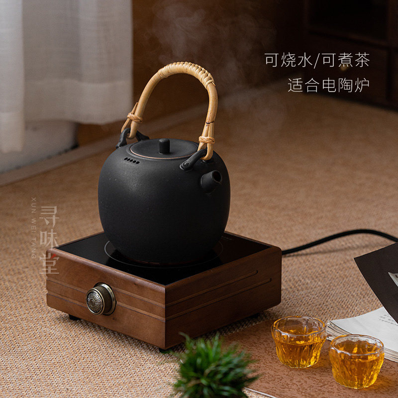 竹把陶瓷大号提梁壶煮茶壶烧水壶大容量白陶粗陶壶电陶炉专用