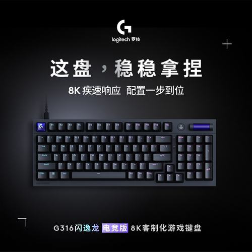 罗技G闪逸龙 G316 8K客制化机械游戏键盘98有线RGB电竞游戏热插拔