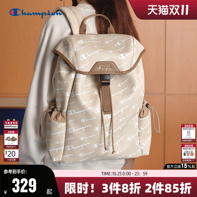 Champion双肩包女大学生老花时尚书包旅行背包大容量电脑包情侣