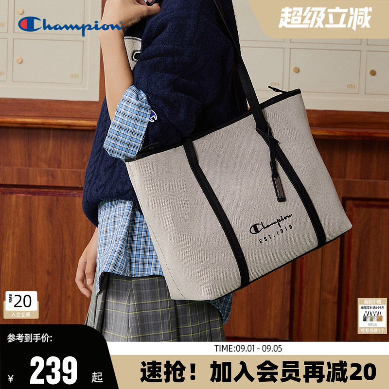 【张月同款】Champion托特包26新款女高级背包极简风通勤单肩包秋图片