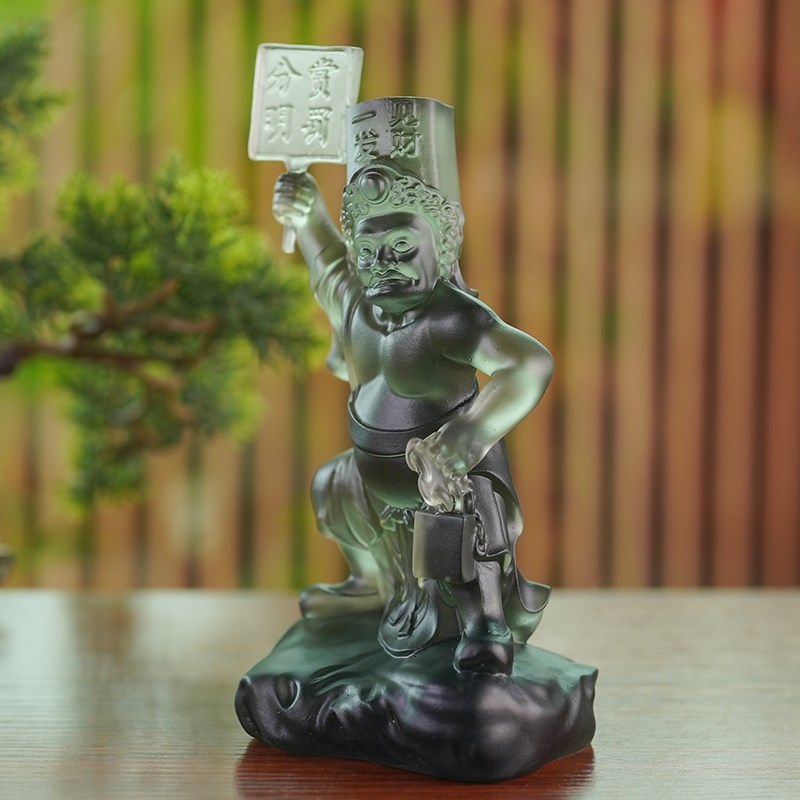 手工真琉璃黑白无常桌面工艺摆件七爷八爷家用客厅装饰品谢范将军