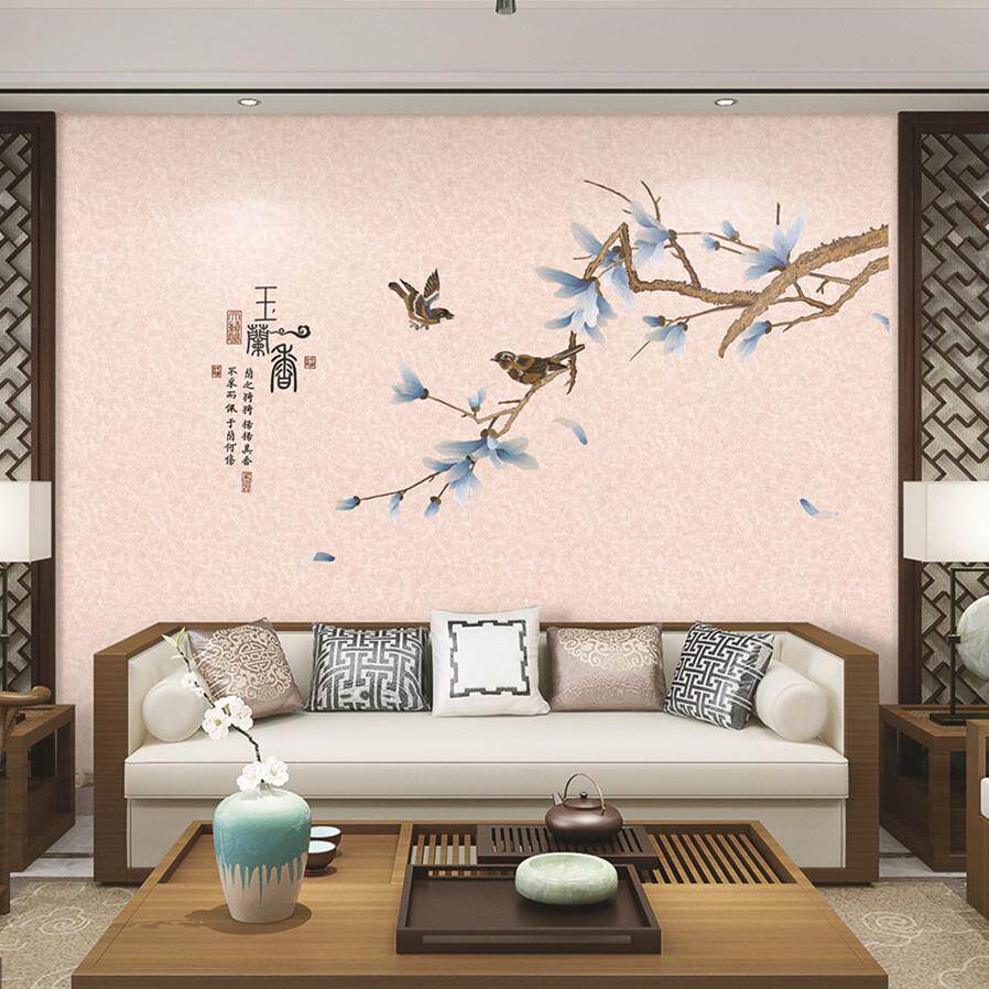 电视背景墙家用装修主材定制独绣壁画无缝墙布刺绣档独秀壁布