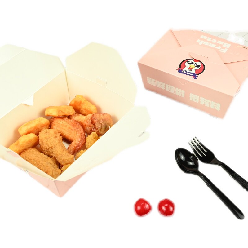 可分隔韩式炸鸡打包盒外卖一次性餐盒 鸡腿鸡翅包饭鸡块包装纸盒图片