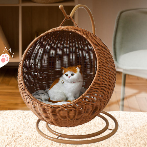 仿藤编织宠物笼猫窝狗窝四季通用半封闭式宠物窝猫咪房子宠物用品