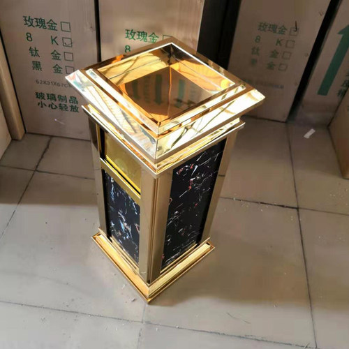 酒店大堂不锈钢垃圾桶售楼部立式KTV楼道电梯口仿大理石纹烟灰桶