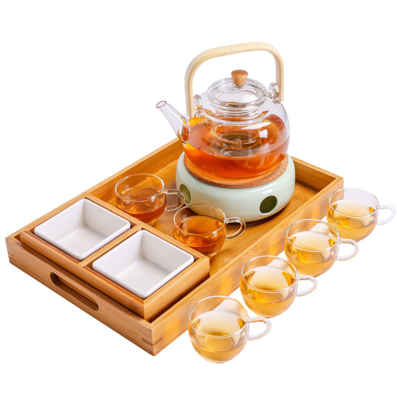 下午茶具茶杯耐热玻璃水果托盘蜡烛加热煮茶炉泡水果花草茶壶套装