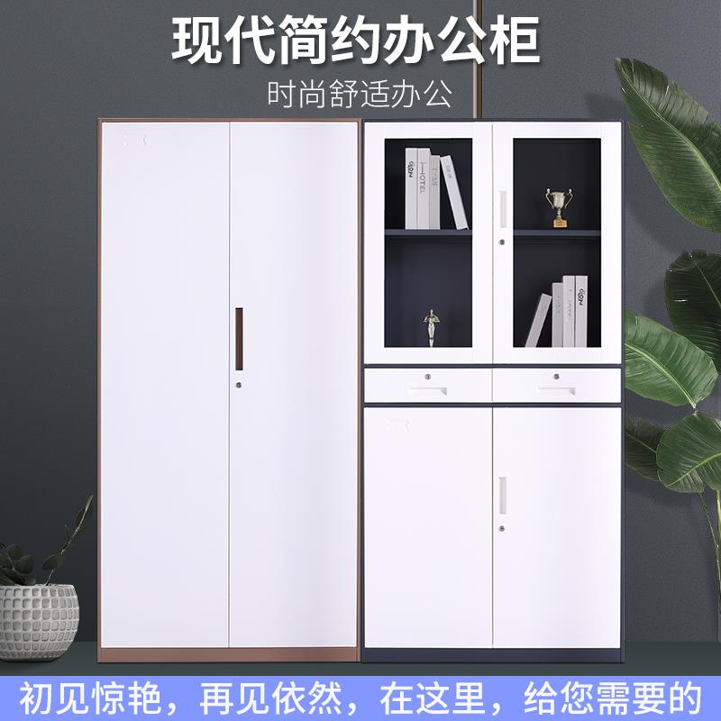 钢制办公铁皮文件柜档案资料凭证柜书柜抽屉带锁矮柜更衣储物柜子