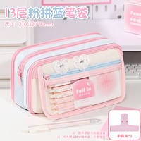 13-layer dopamine transparent pencil case for girls 2026 Super Popular pencil case set for primary school students, large capacity, high appearance level, ins style pencil case, simple and non-contrasting color for junior high school students, high school stationery box thumbnail 3
