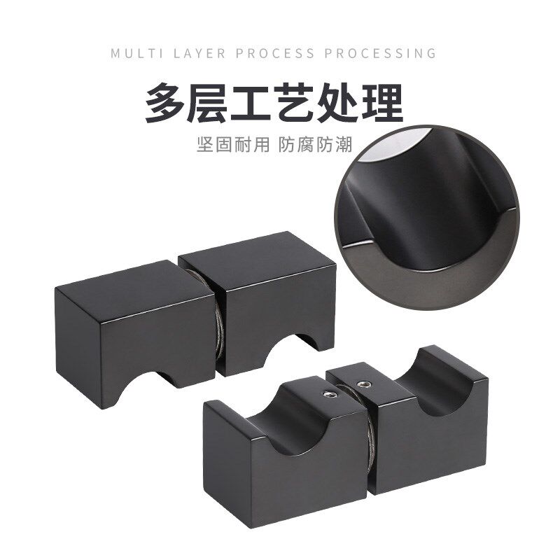淋浴房黑色纯铜提手轻奢单孔玻璃门形实心推拉移门把手亚黑门拉手